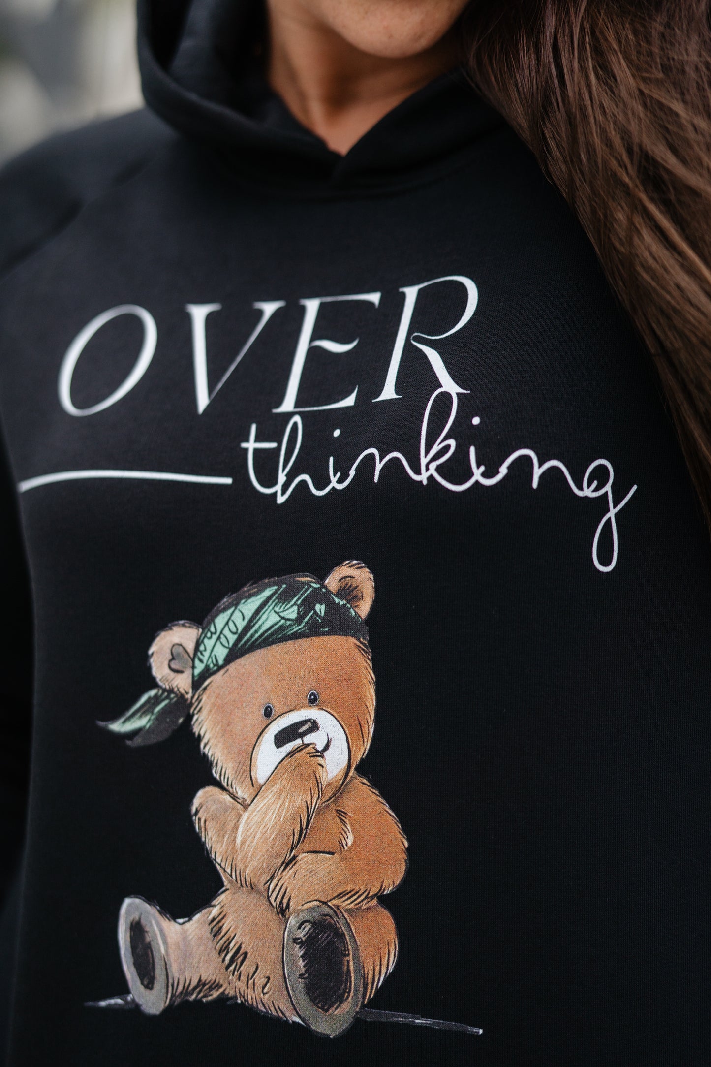 Overthinking black | Cropped Hoodie - Bower Hoodie ST/ST